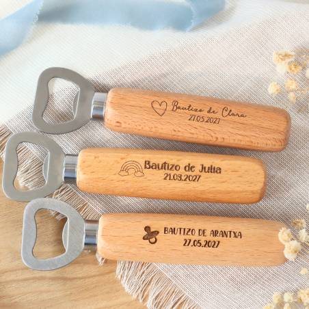 Abridor de Madera Personalizado para Bautizo Grabado con Láser - Detalles personalizados para Bautizo