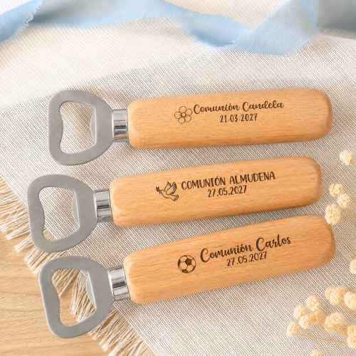 Abridor de Madera Personalizado para Comunión Grabado con Láser - Abridor Imán Personalizado Comunión