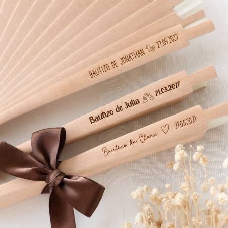 Abanico de Madera Personalizado para Boda Grabado con Láser - Abanicos personalizados boda