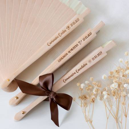 Abanico de Madera Personalizado para Comunión Grabado con Láser - Abanicos personalizados comunión