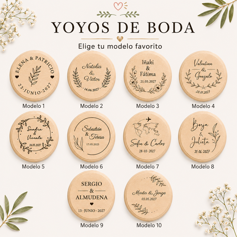 Yoyó de Madera Personalizado para Niños en Boda Grabado con Láser - Yoyo personalizado boda