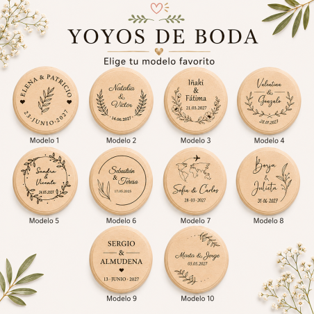 Yoyó de Madera Personalizado para Niños en Boda Grabado con Láser - Yoyo personalizado boda