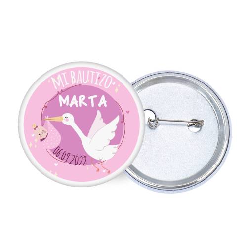 Chapa personalizada modelo Cigüeña detalles bautizo - Chapas Personalizadas Bautizo
