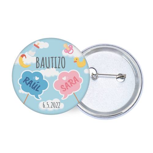 Chapa personalizada modelo Mellizos detalles bautizo - Chapas Personalizadas Bautizo