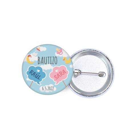 Chapa personalizada modelo Mellizos detalles bautizo - Chapas Personalizadas Bautizo