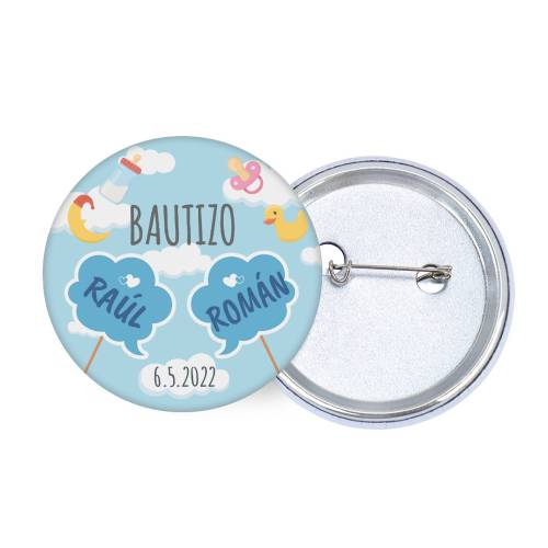 Chapa personalizada modelo Gemelos detalles bautizo - Chapas Personalizadas Bautizo