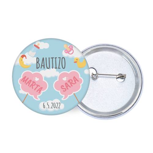 Chapa personalizada modelo Gemelas detalles bautizo - Chapas Personalizadas Bautizo