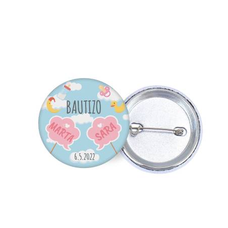 Chapa personalizada modelo Gemelas detalles bautizo - Chapas Personalizadas Bautizo