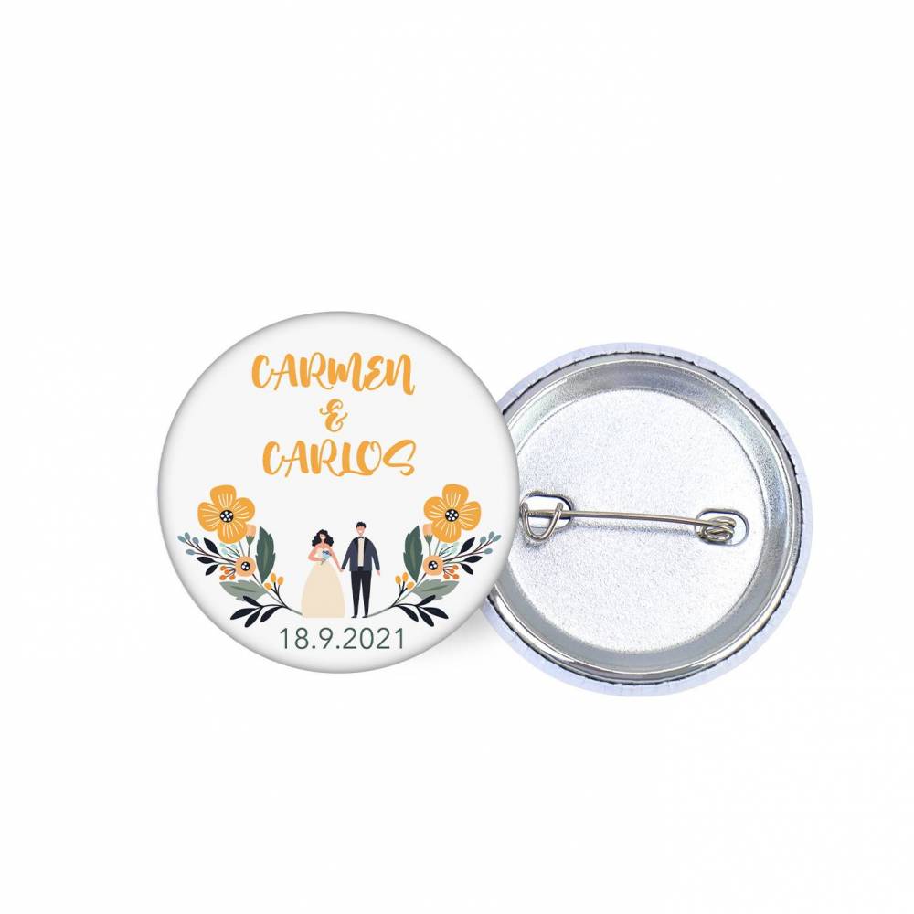 Chapa personalizada modelo Girasol detalles boda - Chapas Personalizadas Boda