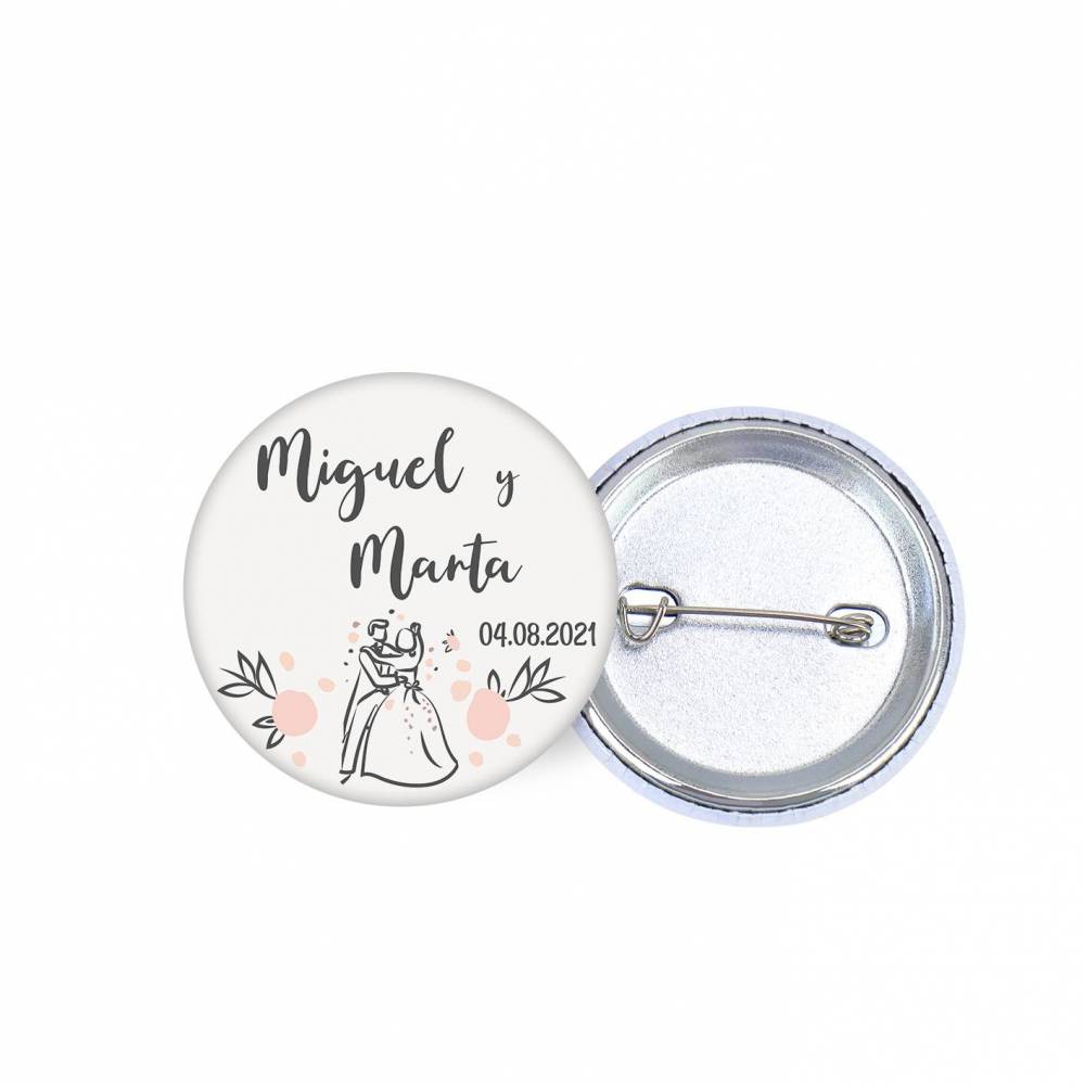 Chapa personalizada modelo Juntos detalles boda - Chapas Personalizadas Boda