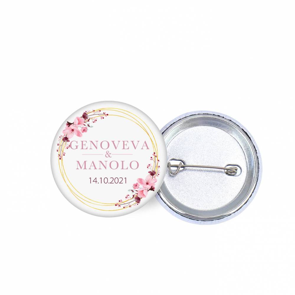 Chapa personalizada modelo Pink Crown detalles boda - Chapas Personalizadas Boda