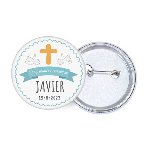 Chapa personalizada modelo Javi detalles comunión - Chapas Personalizadas Comunión