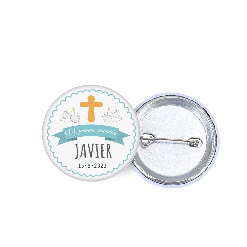Chapa personalizada modelo Javi detalles comunión - Chapas Personalizadas Comunión