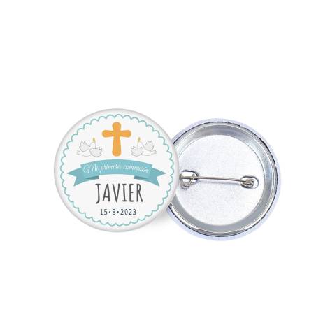 Chapa personalizada modelo Javi detalles comunión - Chapas Personalizadas Comunión