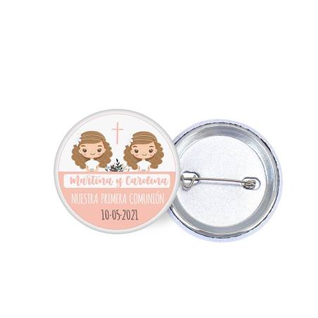 Chapa personalizada modelo Gemelas detalles comunión - Chapas Personalizadas Comunión