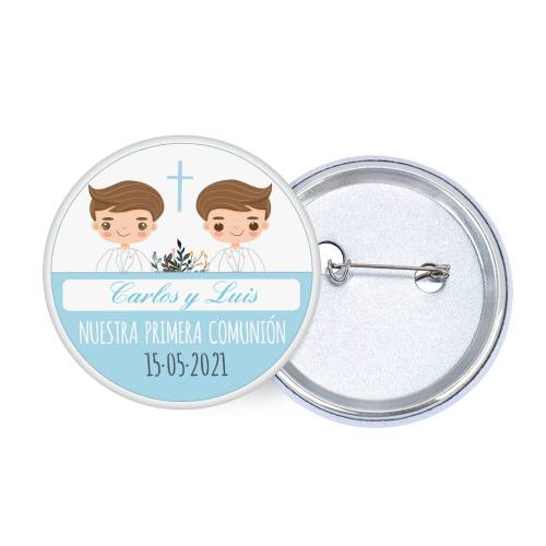 Chapa personalizada modelo Gemelos detalles comunión - Chapas Personalizadas Comunión