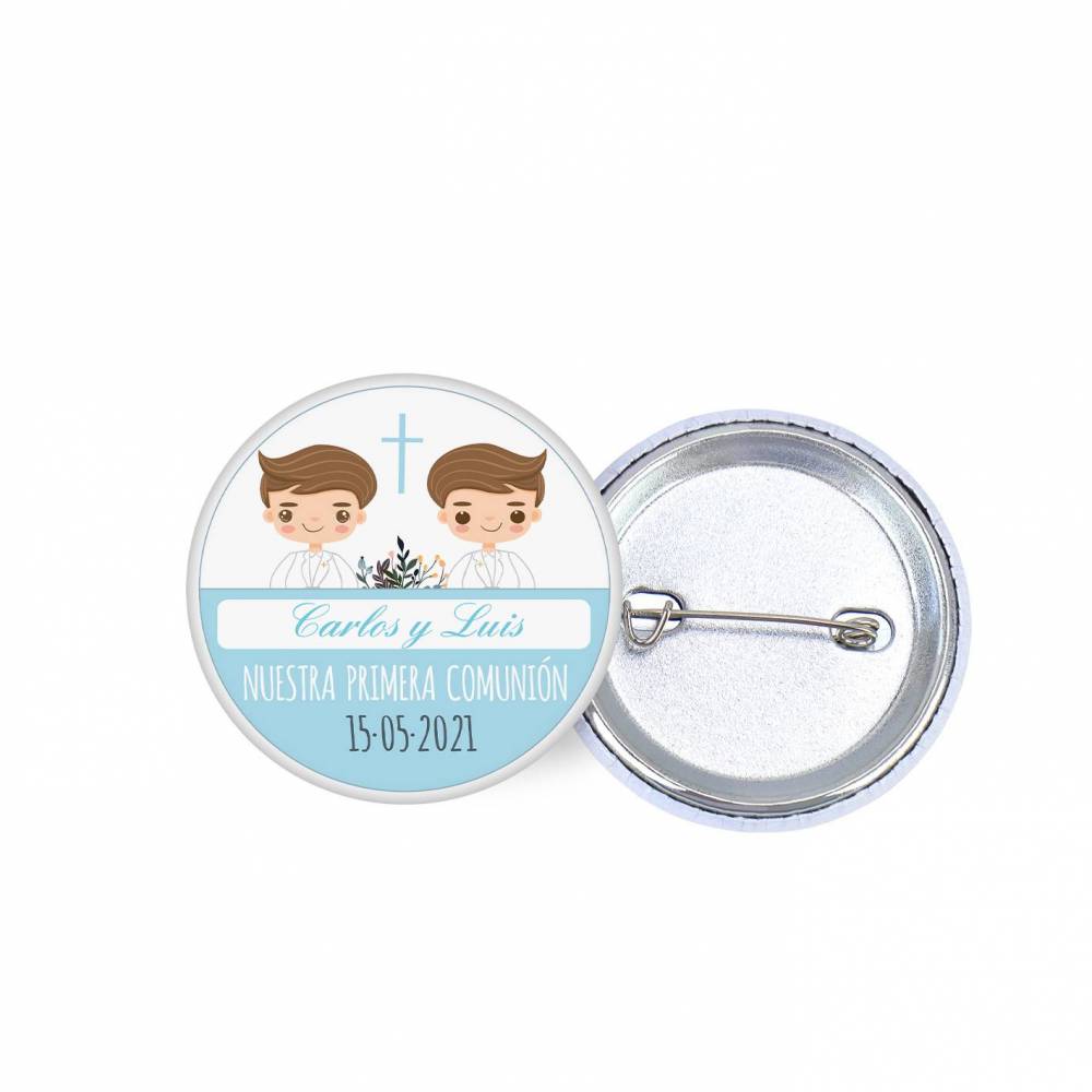Chapa personalizada modelo Gemelos detalles comunión - Chapas Personalizadas Comunión