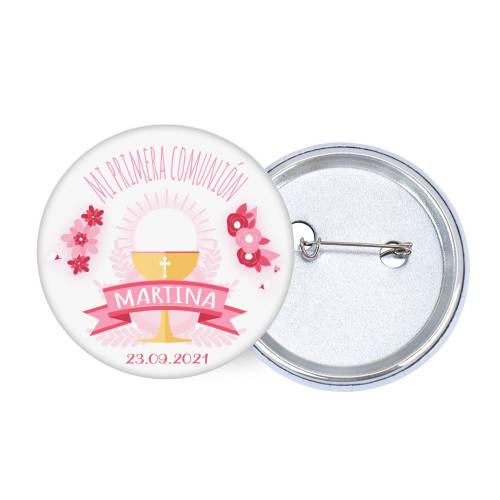 Chapa personalizada modelo Rosa detalles comunión - Chapas Personalizadas Comunión