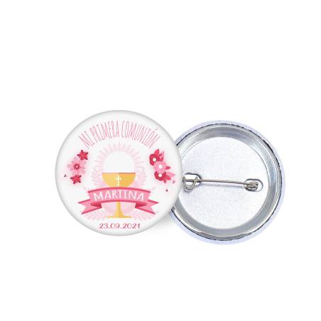 Chapa personalizada modelo Rosa detalles comunión - Chapas Personalizadas Comunión