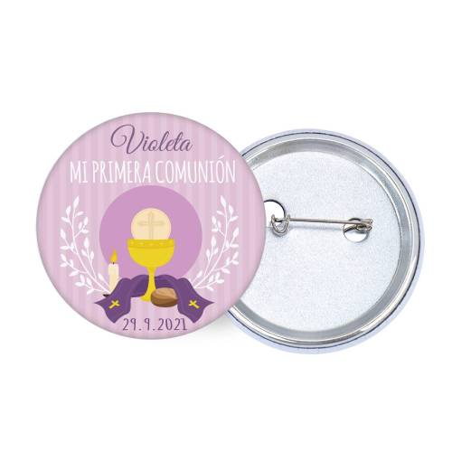 Chapa personalizada modelo Violeta detalles comunión - Chapas Personalizadas Comunión