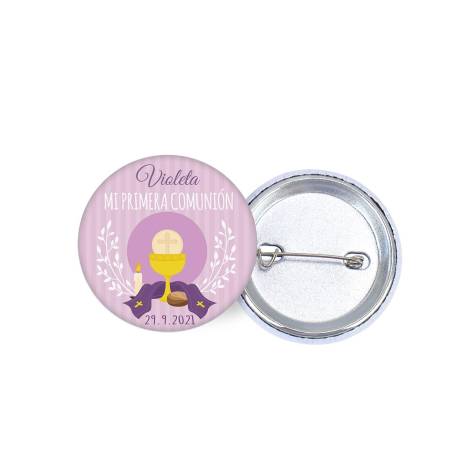 Chapa personalizada modelo Violeta detalles comunión - Chapas Personalizadas Comunión