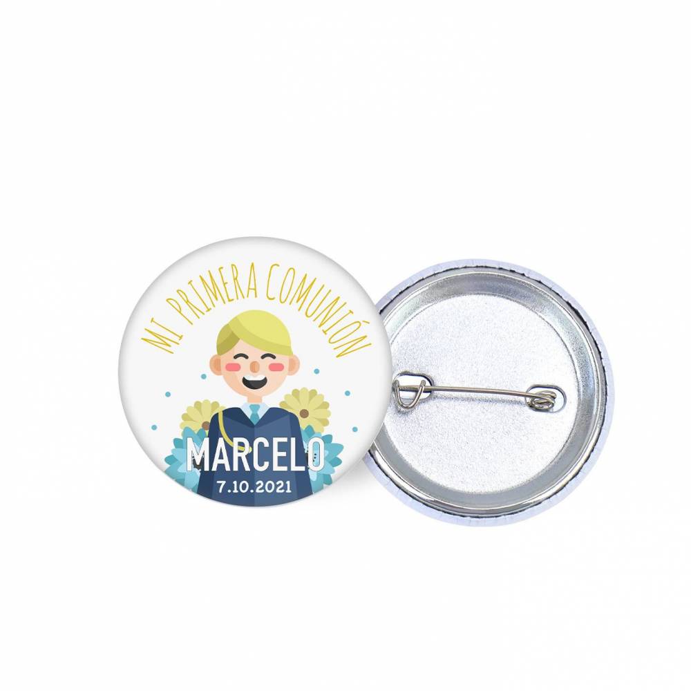 Chapa personalizada modelo Happiness detalles comunión - Chapas Personalizadas Comunión
