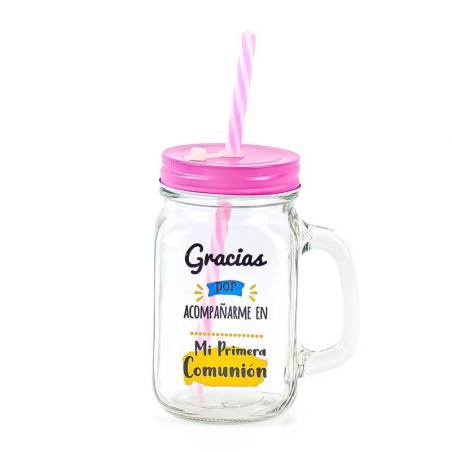 Jarra de cristal para regalo de Comunión “Gracias por acompañarme” - Detalles para comunión