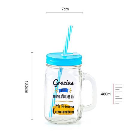 Jarra de cristal para regalo de Comunión “Gracias por acompañarme” - Detalles para comunión