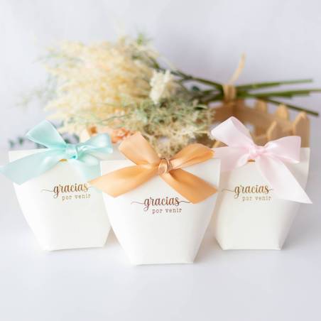 Caja de regalo pequeña para detalles “Gracias por venir” en azul - Detalles para comunión