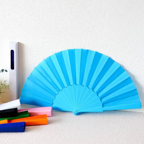 Abanicos de plástico y tela colores lisos 23cm baratos para regalar - Detalles Boda baratos