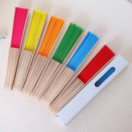 Abanico de madera colores lisos para mujer 23cm - Detalles Boda Mujer