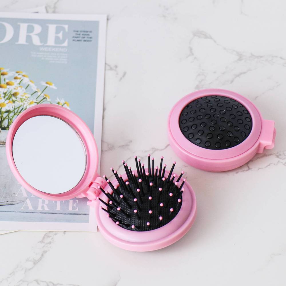 Cepillo plegable con espejo portátil - Detalles Boda Mujer