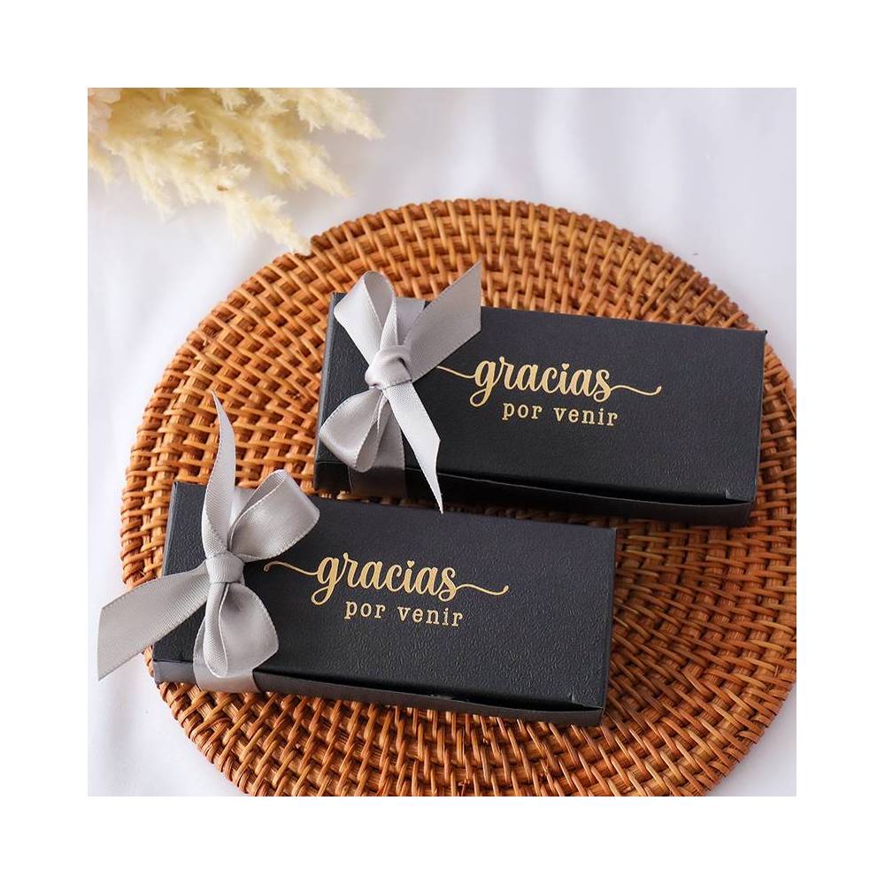 Caja de regalo negra con dedicatoria Detalle de boda - Detalles boda unisex