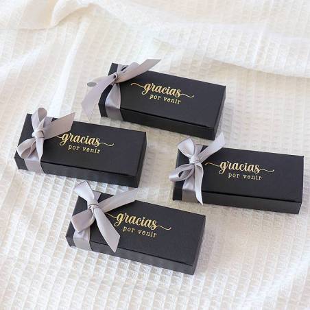 Caja de regalo negra con dedicatoria Detalle de boda - Detalles boda unisex