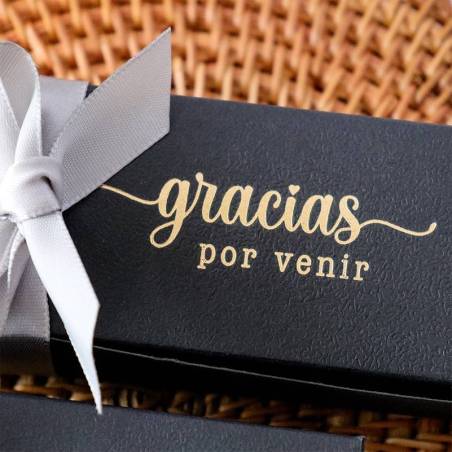 Caja de regalo negra con dedicatoria Detalle de comunión - Detalles comunión unisex