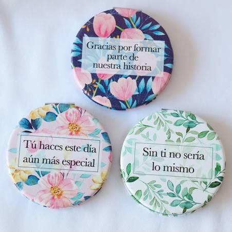 Espejo con frase Recuerdo de boda para invitados - Inicio