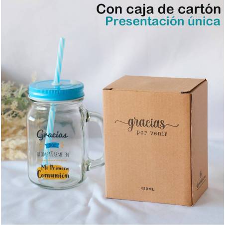Jarra de cristal para regalo de Comunión “Gracias por acompañarme” - Detalles para comunión