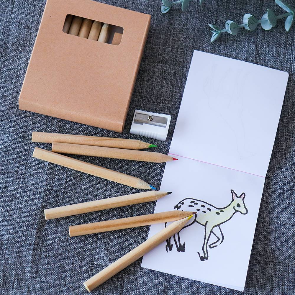 Set de colores y libreta mini para niños Detalle de boda - Detalles Boda Niños