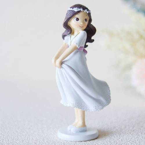 Figura tarta de comunión Niña morena con el vestido al viento - Figuras Tarta Comunión