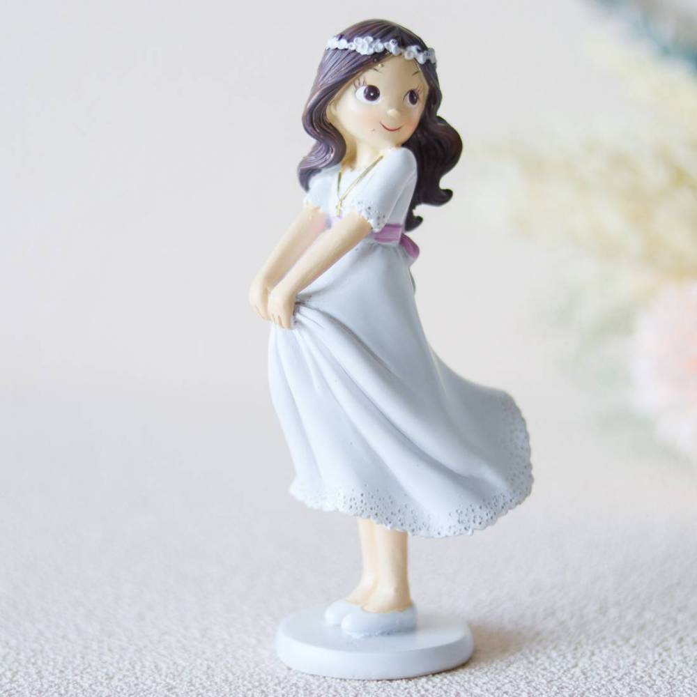 Figura tarta de comunión Niña morena con el vestido al viento - Figuras Tarta Comunión