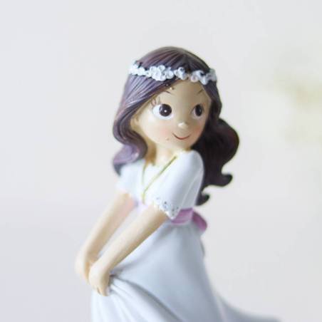 Figura tarta de comunión Niña morena con el vestido al viento - Figuras Tarta Comunión