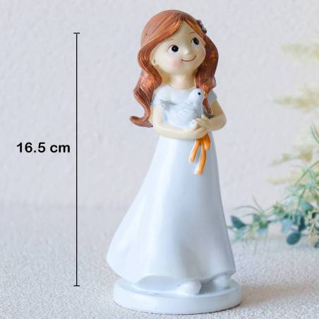 Figura tarta de comunión Niña con una paloma en los brazos - Figuras Tarta Comunión