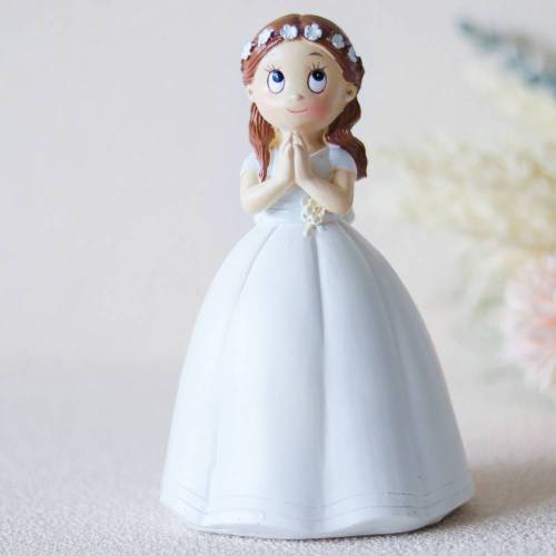 Figura tarta de comunión Niña con vestido pomposo y rezando - Figuras Tarta Comunión