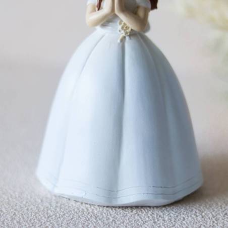 Figura tarta de comunión Niña con vestido pomposo y rezando - Figuras Tarta Comunión