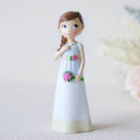 Figura tarta de comunión Niña con ramo de rosas - Figuras Tarta Comunión