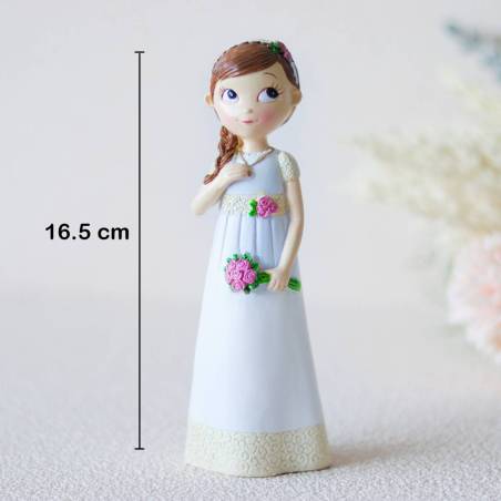 Figura tarta de comunión Niña con ramo de rosas - Figuras Tarta Comunión