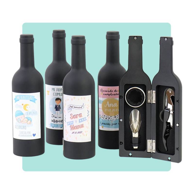 Set de accesorios de vino personalizados de cumpleaños