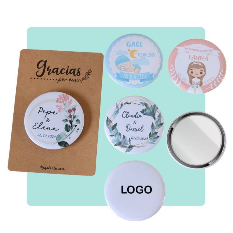 Chapas Espejos Personalizados Bautizo
